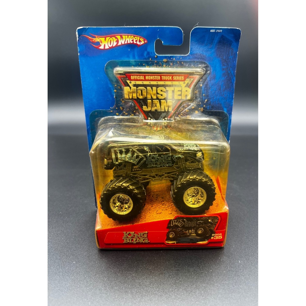 Hot Wheels Monster Jam King Bling 2005 #35 Black Gold Chrome 1:64 Diecast Truck